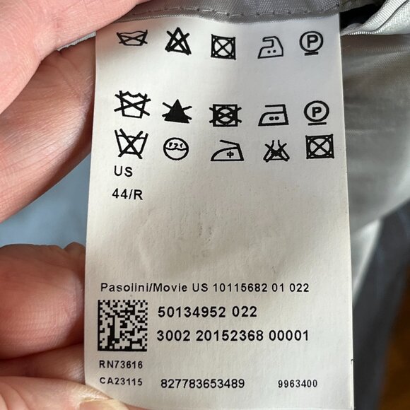 Hugo Boss Suit Coat Jacket Mens 44R Gray w/ Blue Stripe Wool Super 100 2-Btn USA - Picture 12 of 15